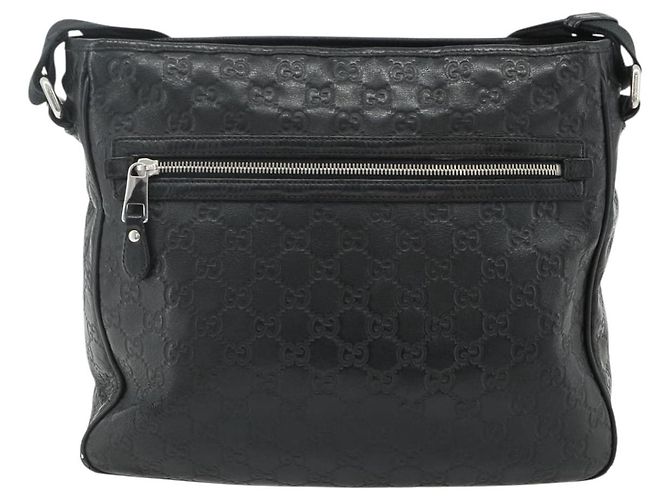 Borsa a Spalla GUCCI GG Canvas Guccissima Pelle Nera Argento 322080 Auth 178212 Nero - vista 3