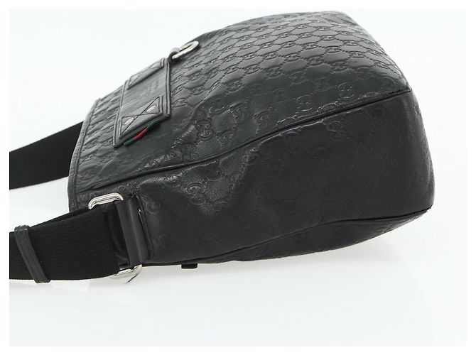 Borsa a Spalla GUCCI GG Canvas Guccissima Pelle Nera Argento 322080 Auth 178212 Nero - vista 4