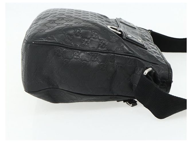 Borsa a Spalla GUCCI GG Canvas Guccissima Pelle Nera Argento 322080 Auth 178212 Nero - vista 5