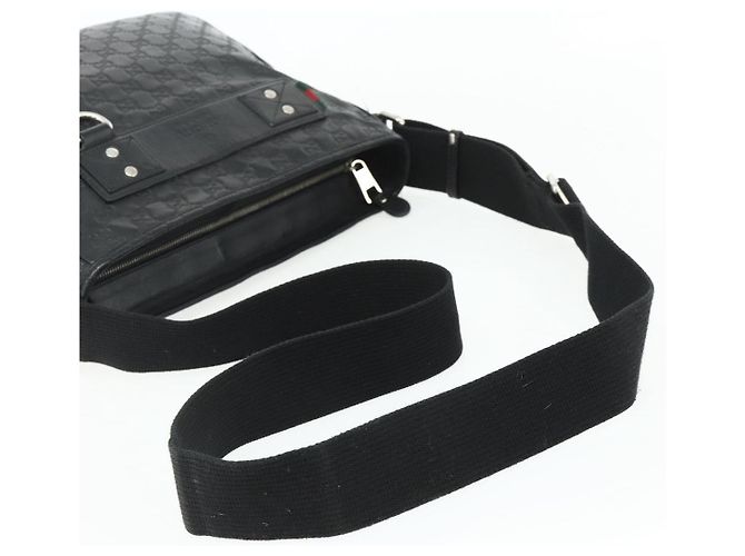 Borsa a Spalla GUCCI GG Canvas Guccissima Pelle Nera Argento 322080 Auth 178212 Nero - vista 7