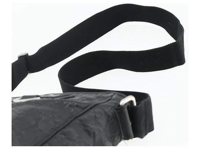 Borsa a Spalla GUCCI GG Canvas Guccissima Pelle Nera Argento 322080 Auth 178212 Nero - vista 8