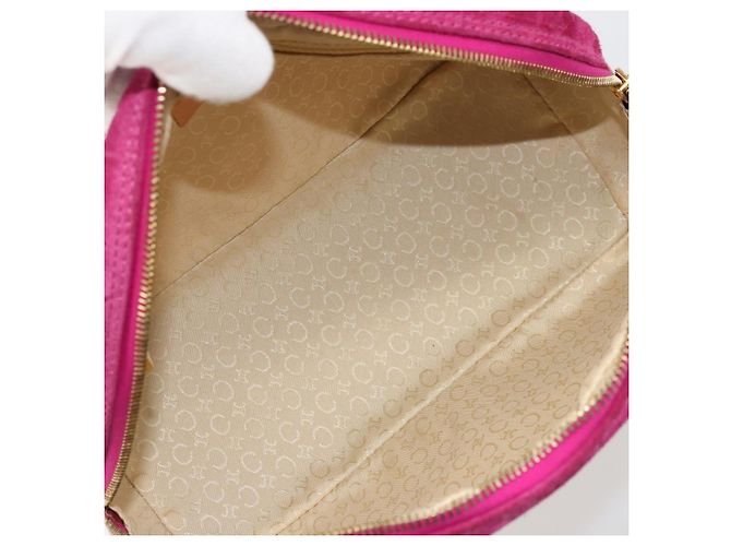 Céline Borsa CELINE C Macadam in tela e scamosciato rosa e oro Auth BA12374 D'oro - vista 11