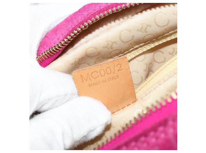 Céline Borsa CELINE C Macadam in tela e scamosciato rosa e oro Auth BA12374 D'oro - vista 12