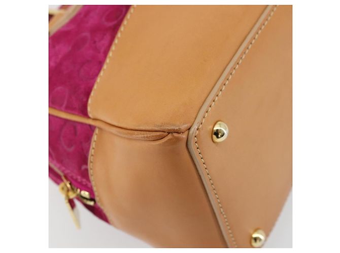 Céline Borsa CELINE C Macadam in tela e scamosciato rosa e oro Auth BA12374 D'oro - vista 14