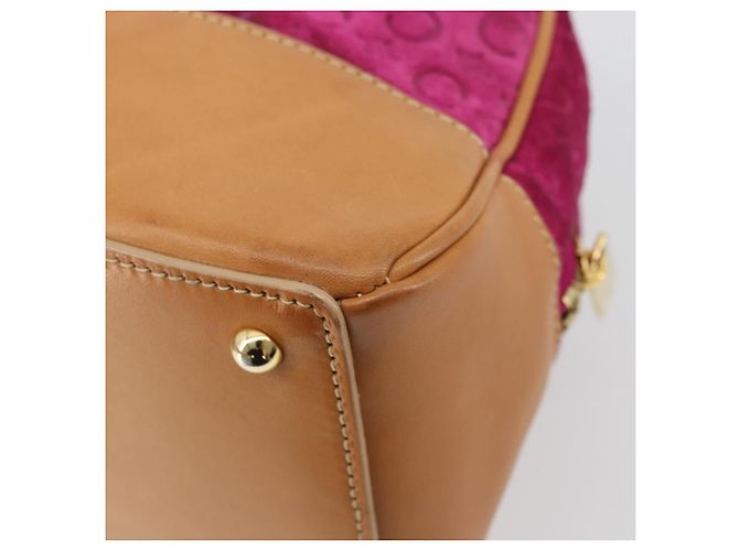 Céline Borsa CELINE C Macadam in tela e scamosciato rosa e oro Auth BA12374 D'oro - vista 15