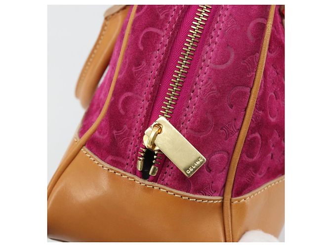 Céline Borsa CELINE C Macadam in tela e scamosciato rosa e oro Auth BA12374 D'oro - vista 17