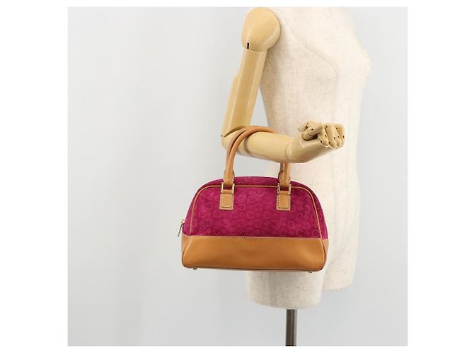 Céline Borsa CELINE C Macadam in tela e scamosciato rosa e oro Auth BA12374 D'oro - vista 23