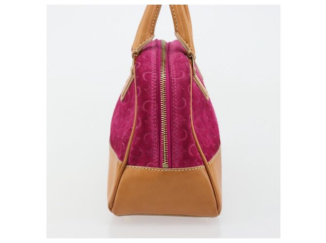 Céline Borsa CELINE C Macadam in tela e scamosciato rosa e oro Auth BA12374 D'oro - vista 3