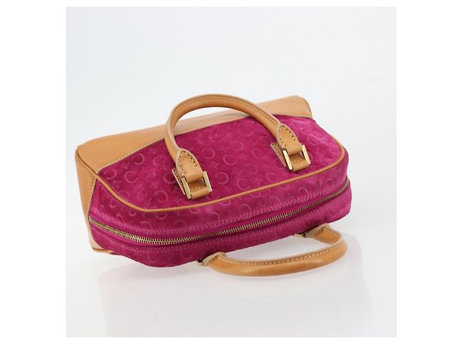 Céline Borsa CELINE C Macadam in tela e scamosciato rosa e oro Auth BA12374 D'oro - vista 6