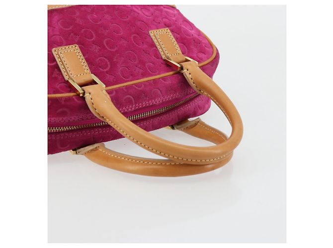 Céline Borsa CELINE C Macadam in tela e scamosciato rosa e oro Auth BA12374 D'oro - vista 7