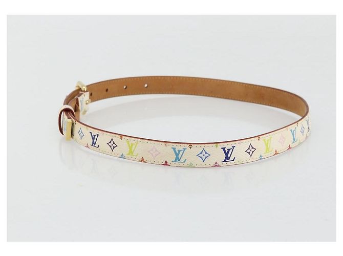LOUIS VUITTON Multicolor Ceinture LV Gürtel Weiß LV Auth 177354A - Ansicht 3