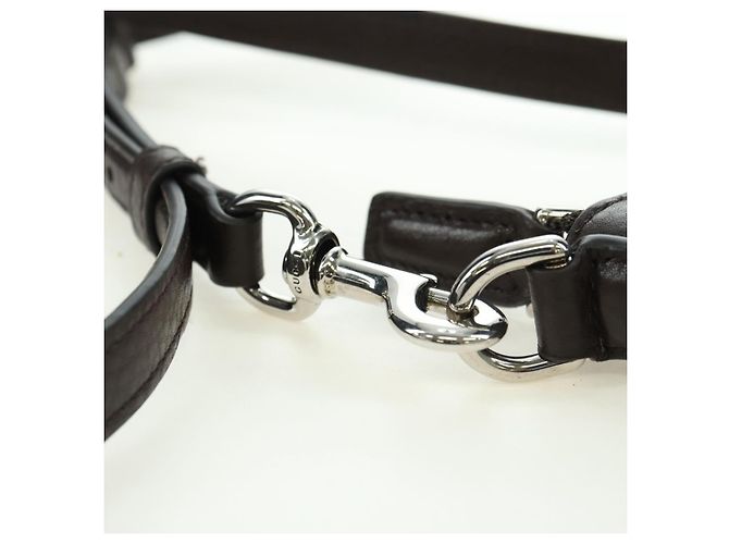 Pochette à bandoulière GUCCI Web Sherry Line en cuir noir avec détails argentés 821831 Auth 171234A - vue 16
