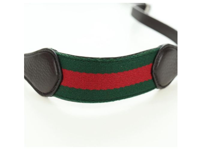 Pochette à bandoulière GUCCI Web Sherry Line en cuir noir avec détails argentés 821831 Auth 171234A - vue 8
