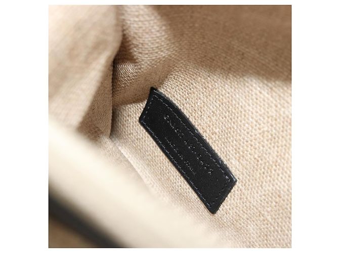 SAINT LAURENT Cabas Rive Gauche Bag Canvas Beige Silver 123435 Auth BA12394A - vista 12