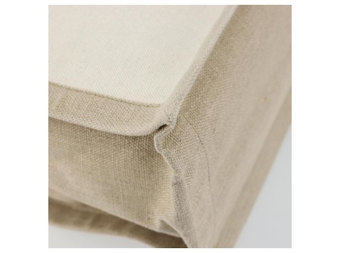 SAINT LAURENT Cabas Rive Gauche Bag Canvas Beige Silver 123435 Auth BA12394A - vista 15