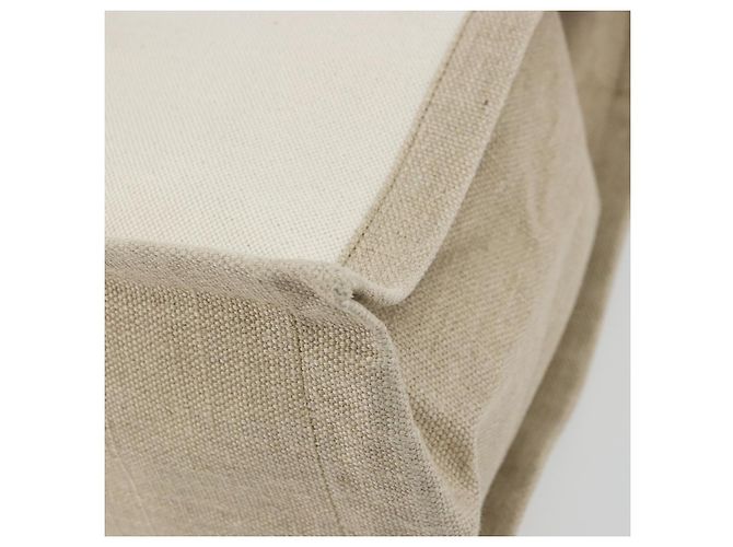 SAINT LAURENT Cabas Rive Gauche Bag Canvas Beige Silver 123435 Auth BA12394A - vista 16