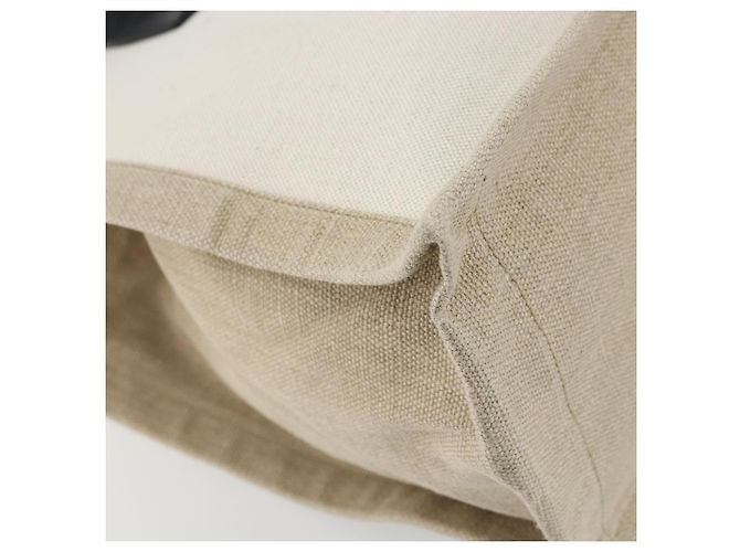 SAINT LAURENT Cabas Rive Gauche Bag Canvas Beige Silver 123435 Auth BA12394A - vista 17