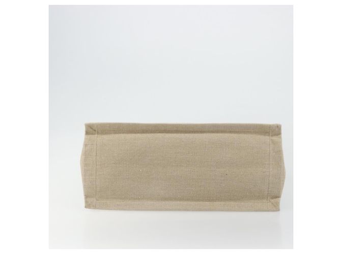 SAINT LAURENT Cabas Rive Gauche Bag Canvas Beige Silver 123435 Auth BA12394A - vista 5