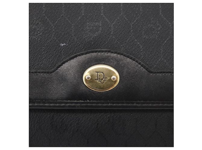 Borsa a Spalla Christian Dior in Tela Honeycomb PVC Nero Oro Auth 177041 - vista 15