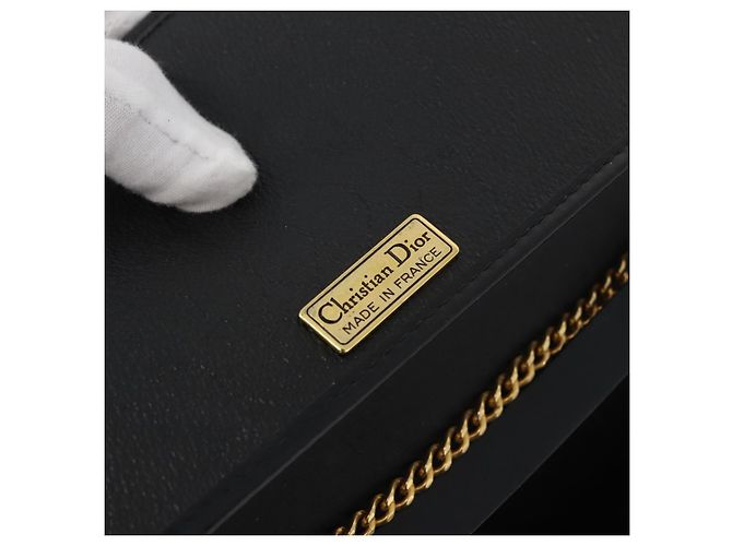 Borsa a Spalla Christian Dior in Tela Honeycomb PVC Nero Oro Auth 177041 - vista 17