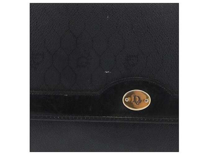 Borsa a Spalla Christian Dior in Tela Honeycomb PVC Nero Oro Auth 177041 - vista 3
