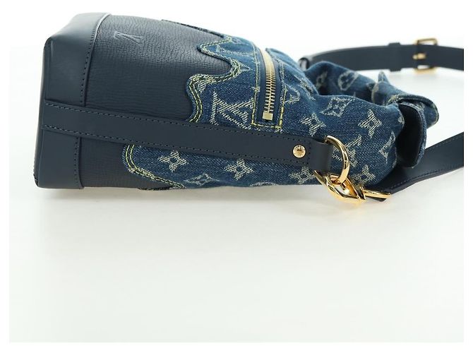 LOUIS VUITTON Monogram Denim Drip Japanese Cruiser Bag Blue M45970 Auth 177977SM - vista 4