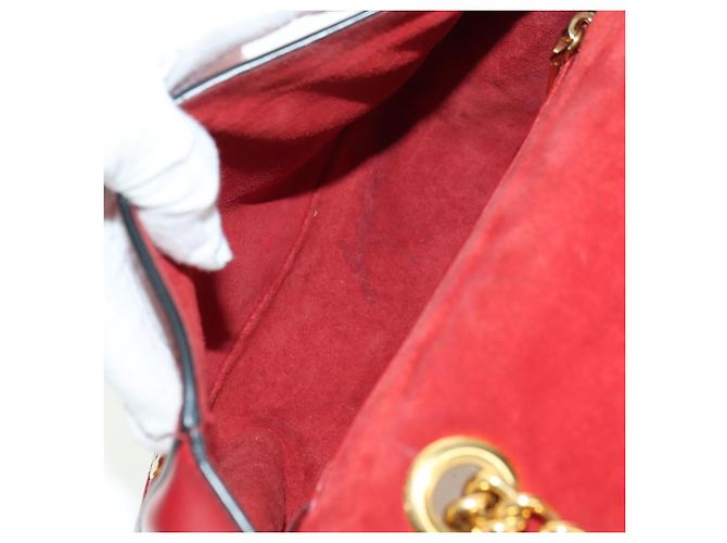 Borsa a Spalla Miu Miu Chain Dahlia in Pelle Rossa e Oro Auth 177448A Rosso D'oro - vista 11