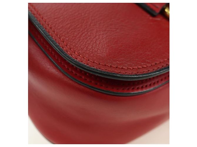 Borsa a Spalla Miu Miu Chain Dahlia in Pelle Rossa e Oro Auth 177448A Rosso D'oro - vista 16