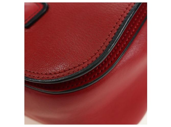 Borsa a Spalla Miu Miu Chain Dahlia in Pelle Rossa e Oro Auth 177448A Rosso D'oro - vista 17