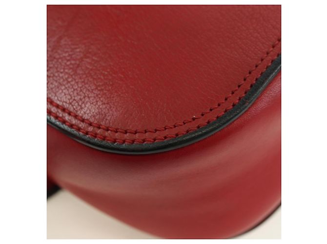 Borsa a Spalla Miu Miu Chain Dahlia in Pelle Rossa e Oro Auth 177448A Rosso D'oro - vista 19
