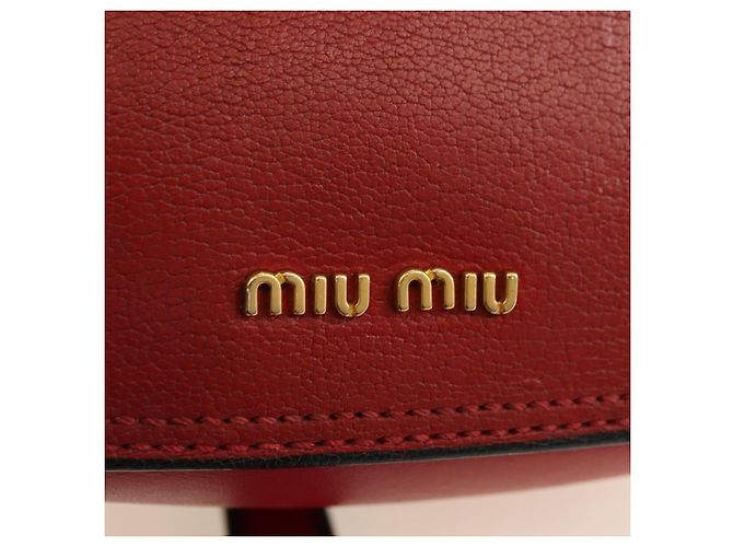 Borsa a Spalla Miu Miu Chain Dahlia in Pelle Rossa e Oro Auth 177448A Rosso D'oro - vista 20