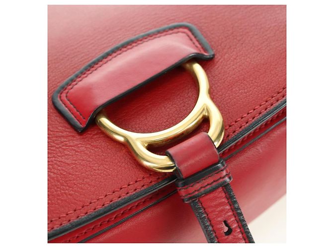 Borsa a Spalla Miu Miu Chain Dahlia in Pelle Rossa e Oro Auth 177448A Rosso D'oro - vista 21