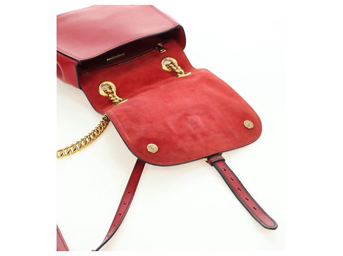 Borsa a Spalla Miu Miu Chain Dahlia in Pelle Rossa e Oro Auth 177448A Rosso D'oro - vista 23