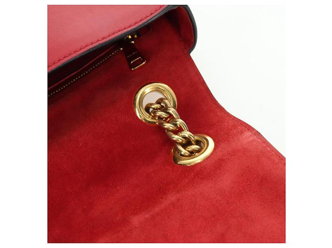 Borsa a Spalla Miu Miu Chain Dahlia in Pelle Rossa e Oro Auth 177448A Rosso D'oro - vista 24