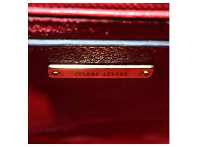 Borsa a Spalla Miu Miu Chain Dahlia in Pelle Rossa e Oro Auth 177448A Rosso D'oro - vista 25