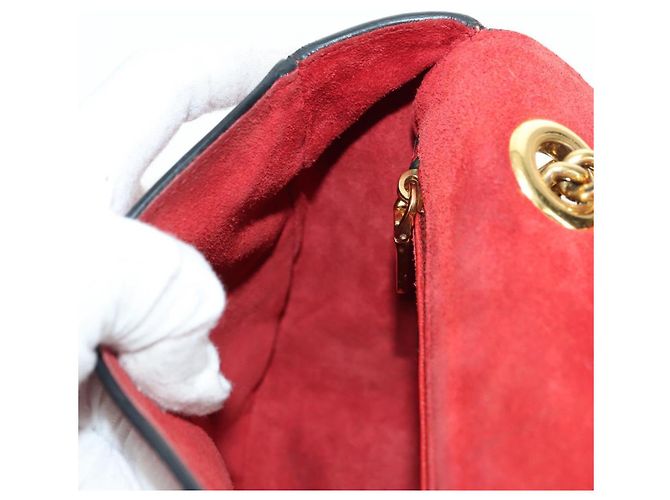 Borsa a Spalla Miu Miu Chain Dahlia in Pelle Rossa e Oro Auth 177448A Rosso D'oro - vista 26