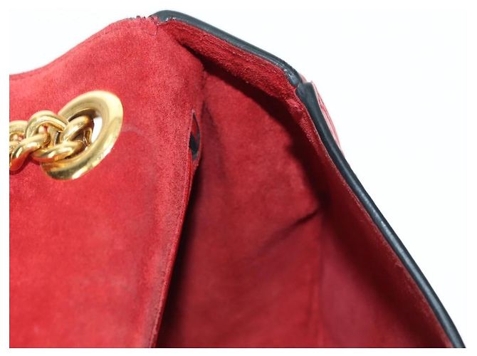 Borsa a Spalla Miu Miu Chain Dahlia in Pelle Rossa e Oro Auth 177448A Rosso D'oro - vista 27
