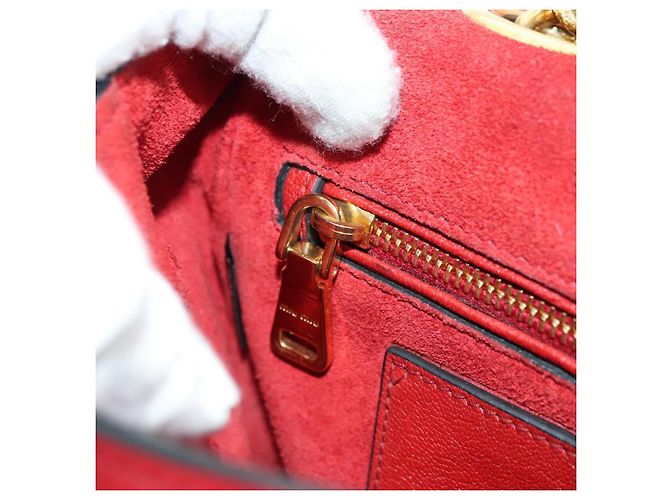 Borsa a Spalla Miu Miu Chain Dahlia in Pelle Rossa e Oro Auth 177448A Rosso D'oro - vista 28