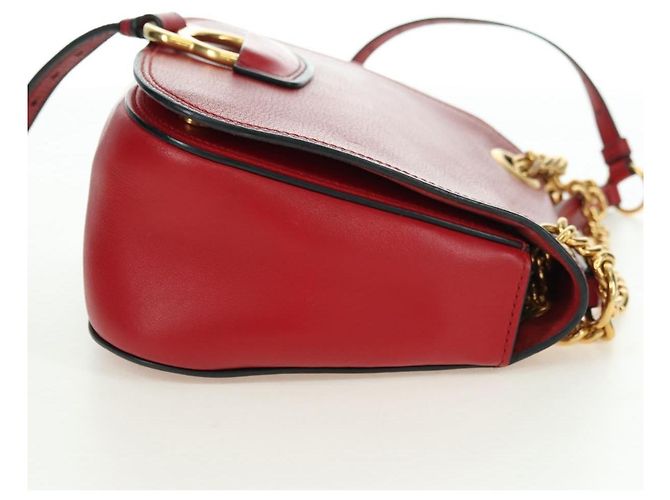 Borsa a Spalla Miu Miu Chain Dahlia in Pelle Rossa e Oro Auth 177448A Rosso D'oro - vista 4