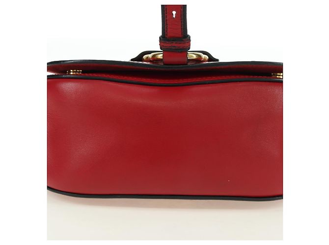 Borsa a Spalla Miu Miu Chain Dahlia in Pelle Rossa e Oro Auth 177448A Rosso D'oro - vista 6