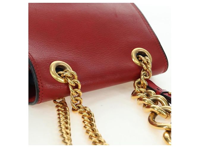 Borsa a Spalla Miu Miu Chain Dahlia in Pelle Rossa e Oro Auth 177448A Rosso D'oro - vista 7