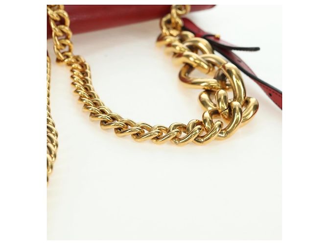 Borsa a Spalla Miu Miu Chain Dahlia in Pelle Rossa e Oro Auth 177448A Rosso D'oro - vista 8