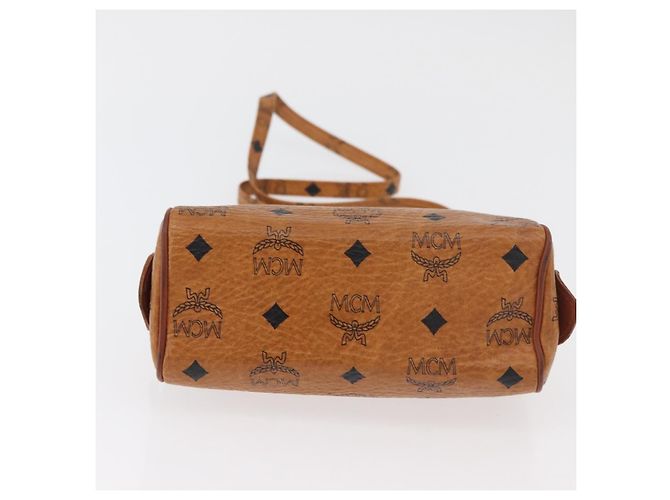 Borsa Mini Boston MCM Logogram Vicetos in PVC 2way Marrone Oro Auth 178481 D'oro - vista 11