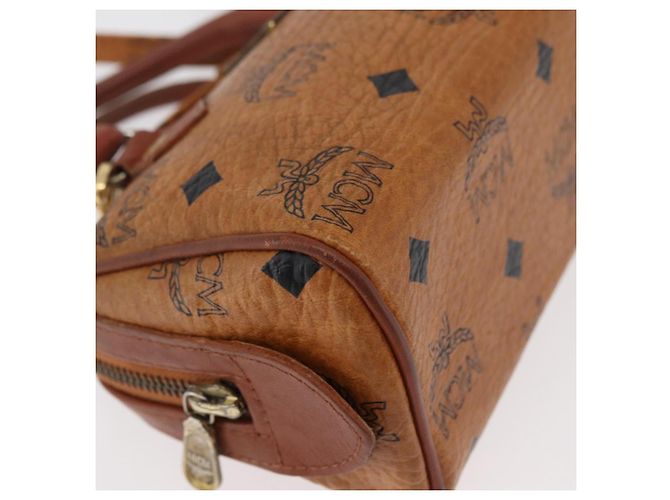 Borsa Mini Boston MCM Logogram Vicetos in PVC 2way Marrone Oro Auth 178481 D'oro - vista 12