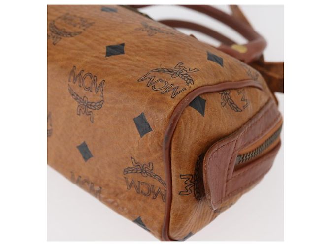 Borsa Mini Boston MCM Logogram Vicetos in PVC 2way Marrone Oro Auth 178481 D'oro - vista 13