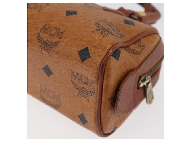 Borsa Mini Boston MCM Logogram Vicetos in PVC 2way Marrone Oro Auth 178481 D'oro - vista 15