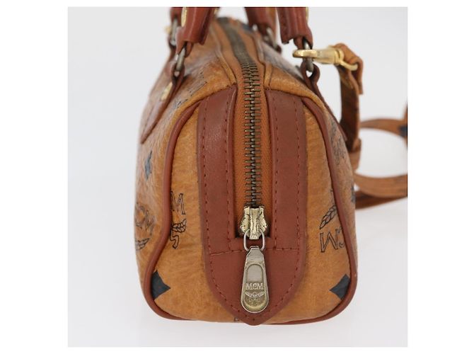 Borsa Mini Boston MCM Logogram Vicetos in PVC 2way Marrone Oro Auth 178481 D'oro - vista 5