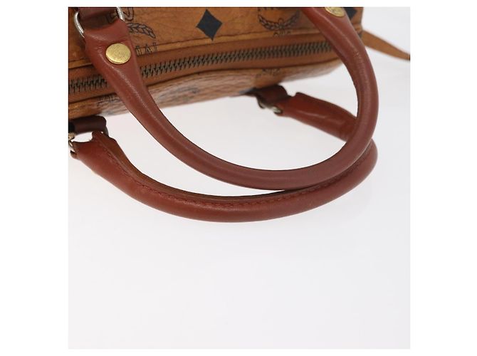 Borsa Mini Boston MCM Logogram Vicetos in PVC 2way Marrone Oro Auth 178481 D'oro - vista 7