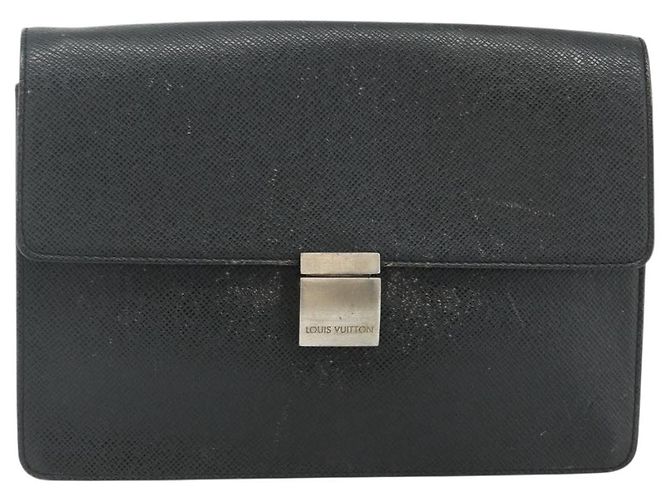 LOUIS VUITTON Clutch Selenga in pelle Taiga Ardoise M30782 LV Auth ka4166 Grigio - vista 13