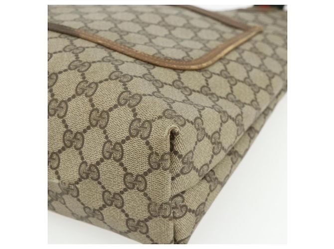 Borsa Tote GUCCI GG Supreme Web Sherry Line PVC Beige Oro 39 02 003 Auth ka4157 - vista 10